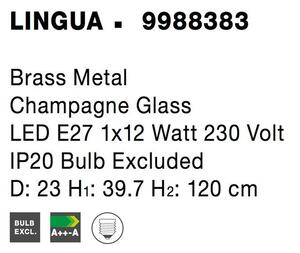 Nova Luce Závěsné svítidlo LINGUA mosazný kov šampaň sklo E27 1x12W