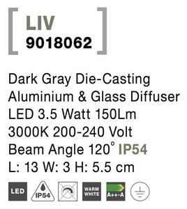 Nova Luce Venkovní nástěnné svítidlo LIV, LED 3.5W 3000K, 120st. IP54