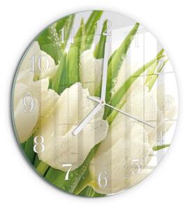Skleněné hodiny na stěnu Tulipány zsob-fi30-00058196