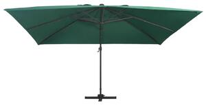 Boční zahradní slunečník s LED hliníková tyč 400x300 cm zelený