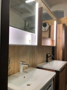Kingsbath Queen Wotan Oak 90 zrcadlová skříňka do koupelny s LED podsvícením