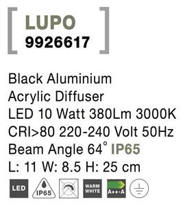 Nova Luce Venkovní nástěnné svítidlo LUPO, LED 10W 3000K, IP65