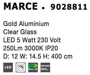 Nova Luce Závěsné svítidlo MARCE zlatý hliník čiré sklo LED 5W 3000K
