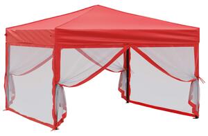 Skládací party stan s bočními stěnami červený 3 x 3 m