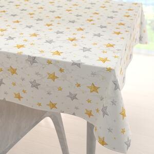 Biante Luxusní dekorační vánoční čtvercový ubrus Parma PM-139 Stříbrno-zlaté hvězdičky na stříbrno-krémovém 40x40 cm