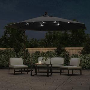 Boční zahradní slunečník s LED osvětlením černý 350 cm