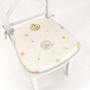 Biante Oblý podsedák Parma PM-138 Stříbrno-zlaté vánoční baňky na stříbrno-krémovém - 39x37x3 cm