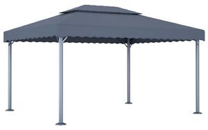 Altán se světelnými LED řetězy 400 x 300 cm antracitový hliník