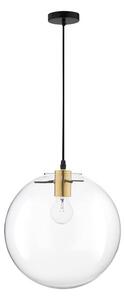 Nova Luce Závěsné svítidlo MIRALE zlatý kov čiré sklo a černý PVC kabel E27 1x12W