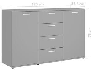 Příborník Bednarz - šedý s vysokým leskem | 120x35,5x75 cm