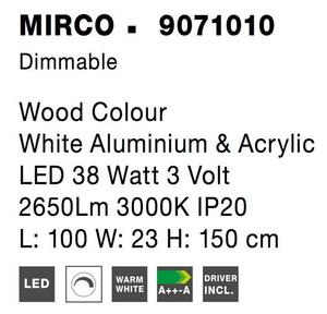 Nova Luce Závěsné svítidlo MIRCO barva Dřevo bílá hliník a akryl LED 38W 3000K stmívatelné
