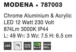 Nova Luce Nástěnné svítidlo nad zrcadlo MODENA, 49cm, LED 12W 3000K IP44