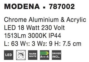 Nova Luce Nástěnné svítidlo nad zrcadlo MODENA, 63cm, LED 18W 3000K IP44