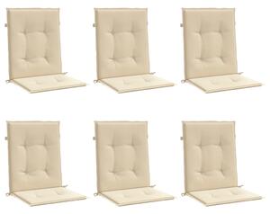 Podušky na židli nízké opěradlo 6 ks béžové 100x50x3 cm oxford