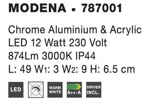 Nova Luce Nástěnné svítidlo nad zrcadlo MODENA, 49cm, LED 12W 3000K IP44