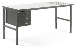 AJ Produkty Pracovní stůl CARGO, s kuličkami, 2000x750 mm, 3 zásuvky