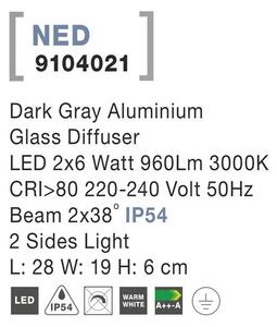 Nova Luce Venkovní nástěnné svítidlo NED, LED 2x6W 3000K 2x38st. IP54 světlo po dvou stranách