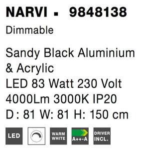 Nova Luce Závěsné svítidlo NARVI černý hliník a akryl LED 83W 3000K stmívatelné
