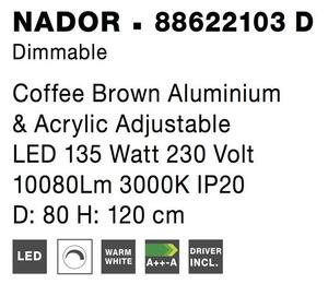 Nova Luce Závěsné LED svítidlo NADOR kávově hnědý hliník, 135W 3000K stmívatelné