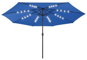 Zahradní slunečník s LED osvětlením 400 cm azurově modrý