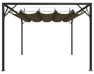 Zahradní altán se zatahovací střechou 3 x 3 m taupe 180 g/m²