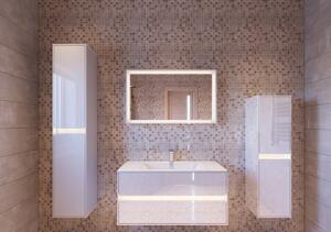 Kingsbath Torino White 120 závěsná nízká koupelnová skříňka s LED podsvícením