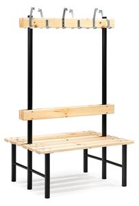 AJ Produkty Šatní lavice s věšákem STADIUM, oboustranná, 12 háčků, 1000 mm, borovice