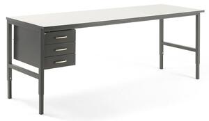 AJ Produkty Pracovní stůl CARGO, 2400x750 mm, 3 zásuvky