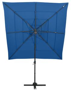 4stupňový zahradní slunečník hliníková tyč azurový 250 x 250 cm