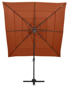 4stupňový zahradní slunečník hliníková tyč terakota 250x250 cm