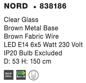 Nova Luce Závěsné svítidlo NORD čiré sklo hnědá kovová základna E14 6x5W