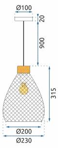 Toolight - Závěsná stropní lampa Dent - černá - APP897-1CP