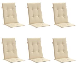 Podušky na židli vysoké opěradlo 6 ks béžové 120x50x3 cm textil