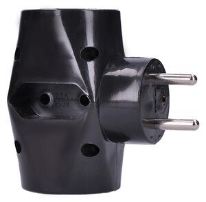 SOLIGHT Zásuvka rozbočovací P92 IP20/230V/2x10A+1x2,5A, černá
