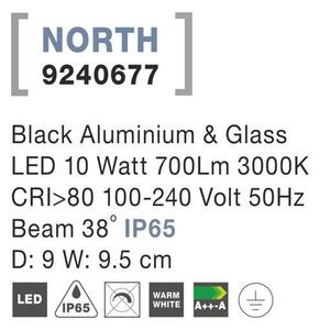 Nova Luce Venkovní reflektor NORTH černý hliník a sklo LED 10W 3000K 38st. IP65
