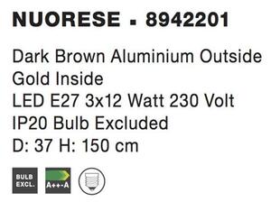 Nova Luce Závěsné svítidlo NUORESE, tmavě hnedé, E27 3x12W