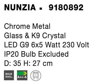 Nova Luce Stropní svítidlo NUNZIA chromovaný kov sklo a K9 křišťál G9 6x5W