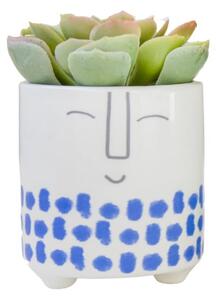 Bílo-modrý keramický květináč Kitchen Craft Happy Face