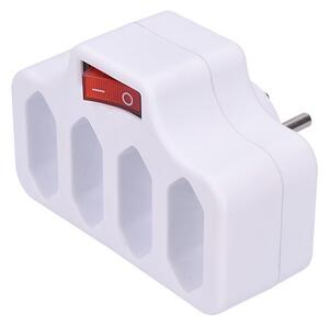 SOLIGHT Rozbočka, 4 x 2,5A, bílá, vypínač
