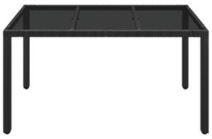 Zahradní stůl se skleněnou deskou černý 150x90x75 cm polyratan