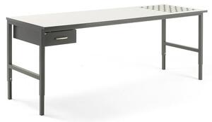 AJ Produkty Pracovní stůl Cargo, s kuličkami, 2400x750 mm, 1 zásuvka