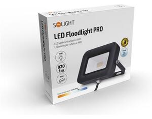SOLIGHT LED reflektor PRO 10W/230V/850Lm/5000K/120°/IP65, černý