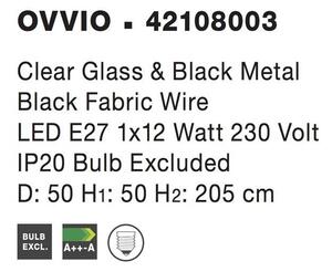 Nova Luce Závěsné svítidlo OVVIO čiré sklo, 50cm, E27 1x12W