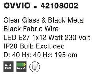 Nova Luce Závěsné svítidlo OVVIO čiré sklo, 40cm, E27 1x12W