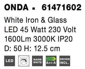 Nova Luce Stropní svítidlo ONDA bílé, LED 45W 3000K