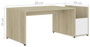 Konferenční stolek Drawin - bílý a dub sonoma | 90x45x35 cm