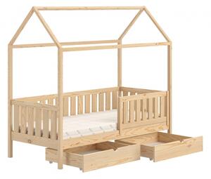 Dětská domečková postel Nemos II 80x180 se zásuvkami - borovice