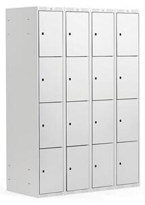 AJ Produkty Boxová šatní skříň CLASSIC, 4 sekce, 16 boxů, 1740x1200x550 mm, šedá, šedé dveře