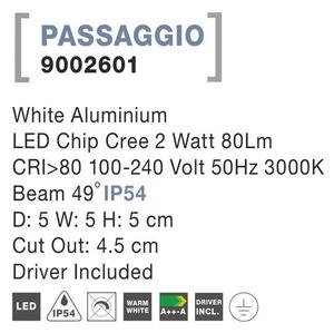 Nova Luce Venkovní zapuštěné svítidlo do zdi PASSAGGIO bílá hliník LED Chip Cree 2W 3000K 49st. IP54 vč. driveru
