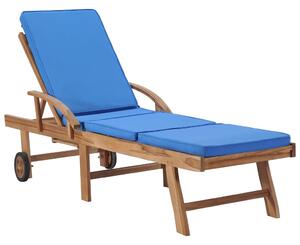 Zahradní lehátka s poduškami 2 ks masivní teak modrá
